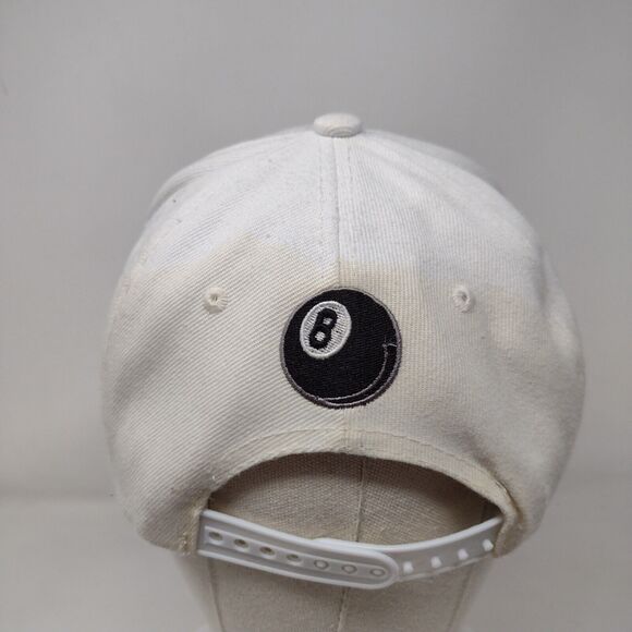 8 Ball Snapback Hat White One Size Adjustable Embroidered 6 Panel Joy Cap - Picture 5 of 8